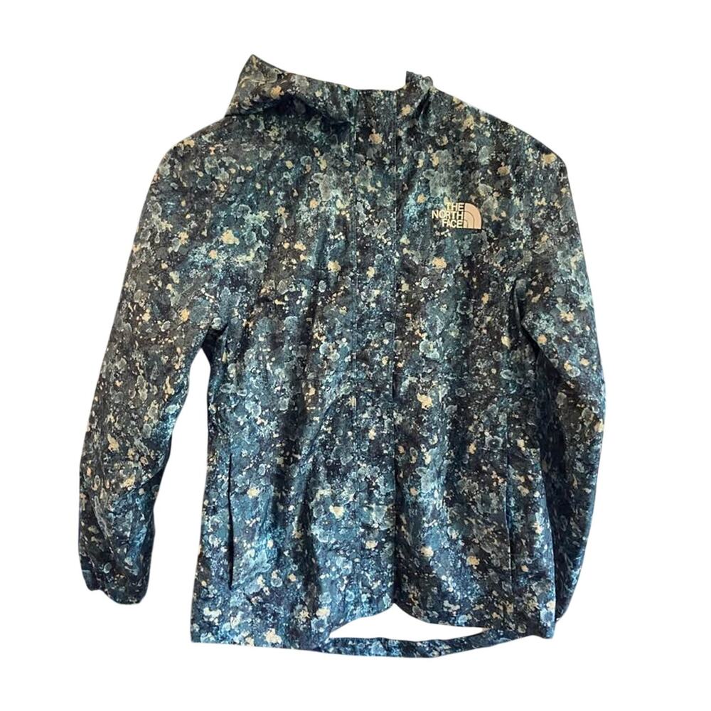 North face girls medium blue rain jacket